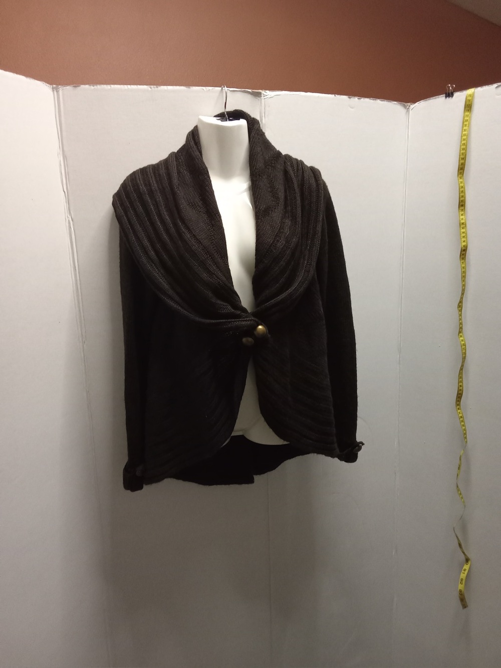 Debbie Morgan Women’s Brown Knit Draped Cardigan Sweater – Size XL A4